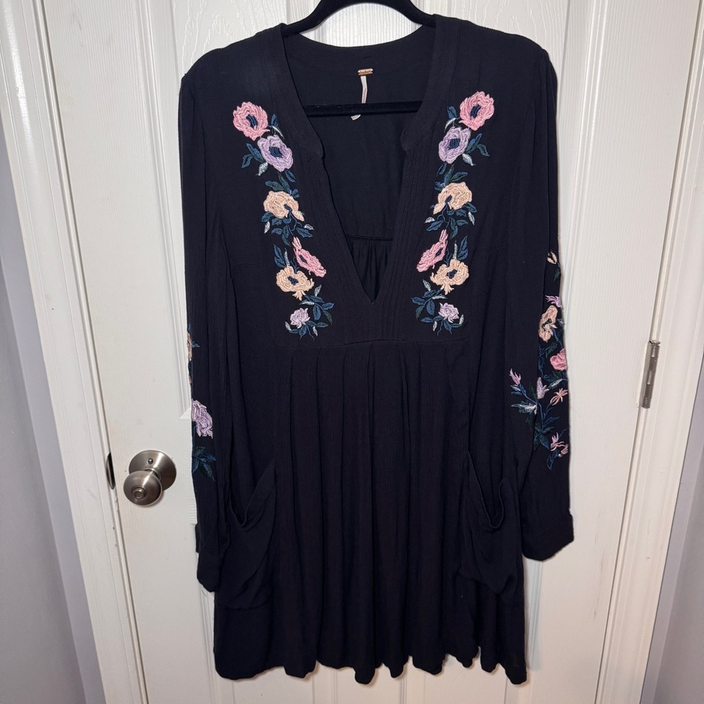 Free People Mia Floral Embroidered Long Sleeve Dress